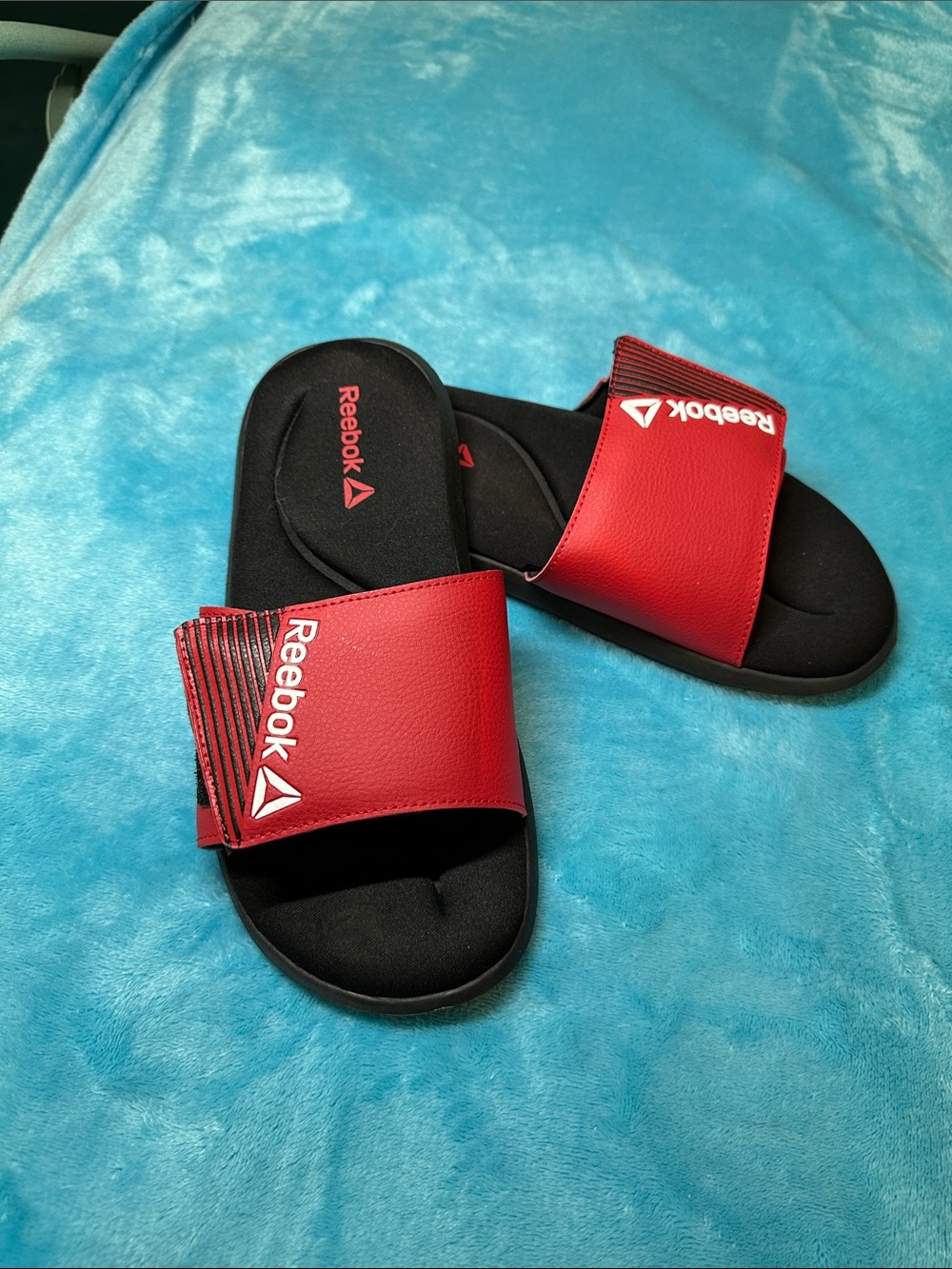 Reebok Kids Red and Black Slide Sandals